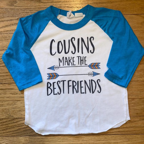 American Apparel "Cousins Make The Best Friends" Long Sleeve T-Shirt (SZ 4T) - Picture 1 of 5
